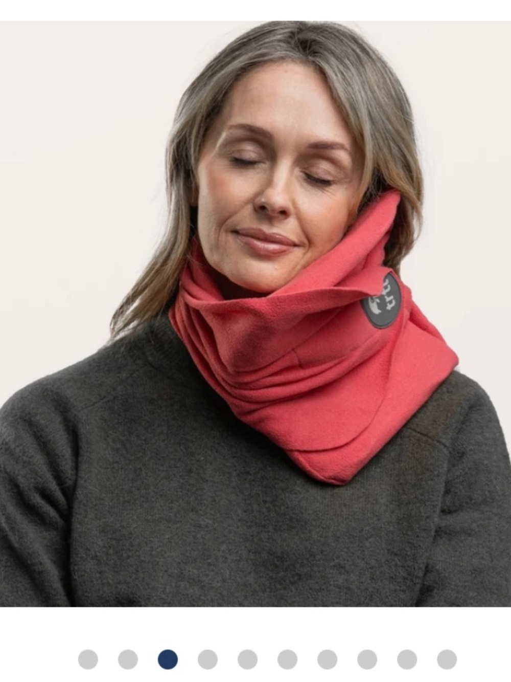 TRTL Travel Pillow Scarf in Coral Pink